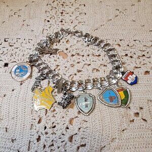 Sterling Silver Vintage Travelers Charm bracelet
